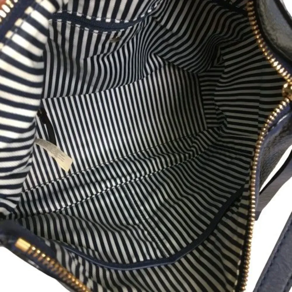 Kate Spade Charles Street Small Haven Navy Blue Leather Hobo Handbag Purse Bag